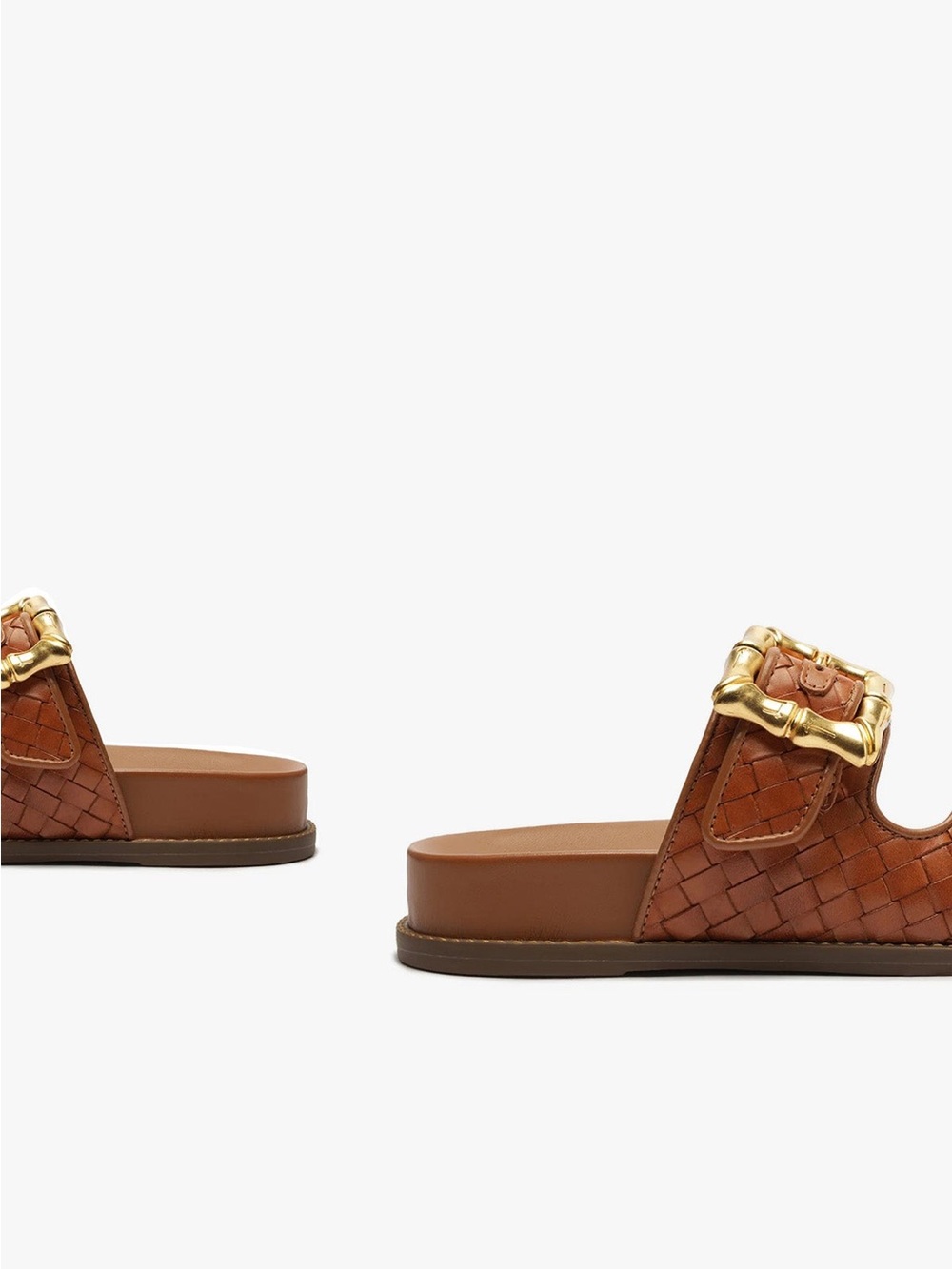 Schutz Enola Buckle Woven Honey Peach Sporty Sandal in Cuoio Brown - Picture 5 of 9